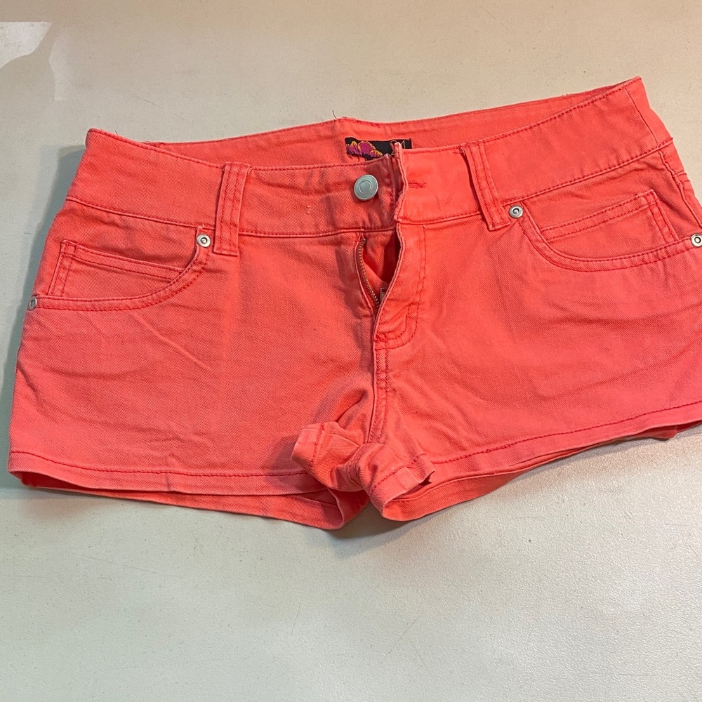 Forever 21 Coral Low-Rise Denim Shortie